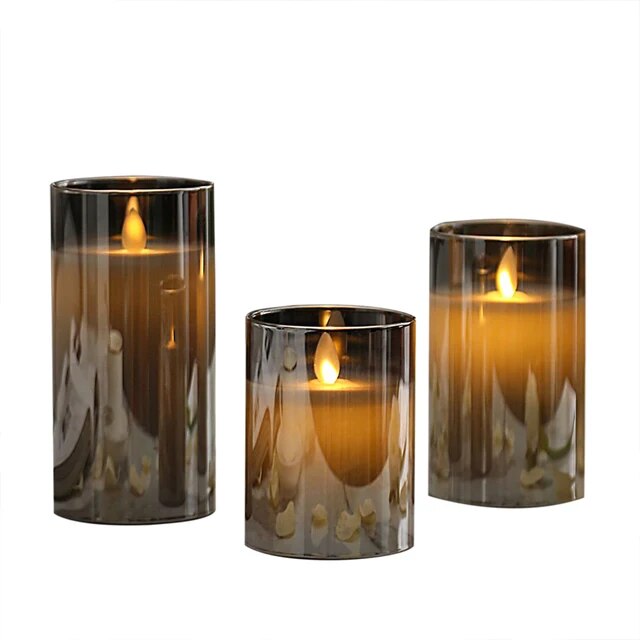 Flammenlose LED Kerzen Set mit Fernbedienung - 3 Stück